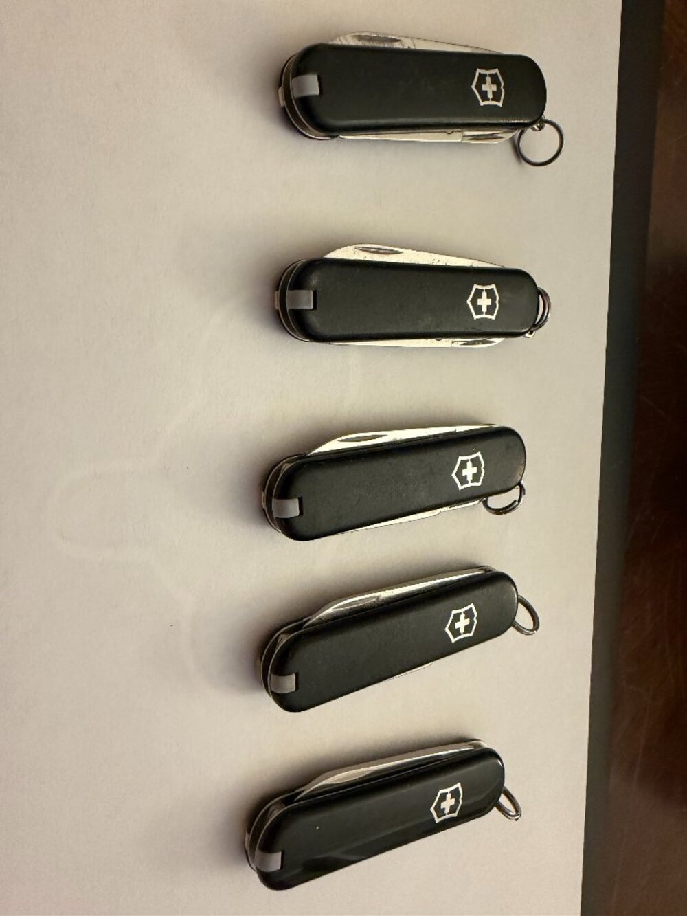 Lot of (5) Black Victoriaknox Classic Swiss Army Knives